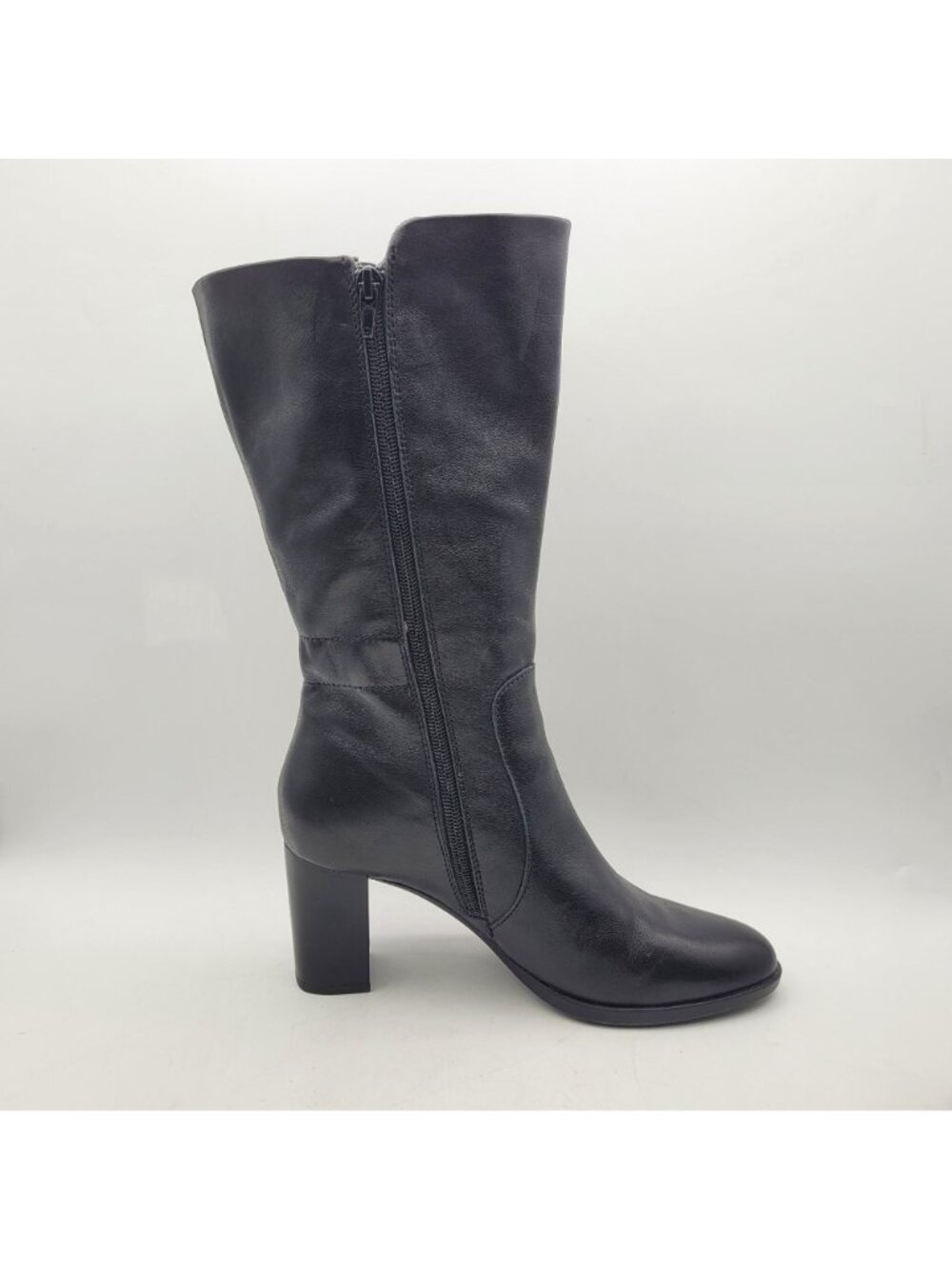 Born Ellen Womens Boots Size 8 Leather Mid Calf Boots Black 3" Block Heel Heel - Picture 3 of 16